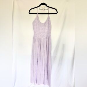 Aerie At The Barre Lavender Gingham Smocked Midi Dress Size S